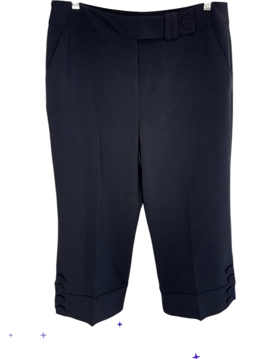 Larry Levine Pants - Larry Levine Black Crop Pants with Button Details